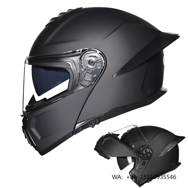 Dual Visor Motorcycle Racing Helmet - DOT承認済みデュアルバイザーバイクレーシングヘルメットABS素材フリップアップオートバイヘルメットモジュラーフルフェイスヘルメット