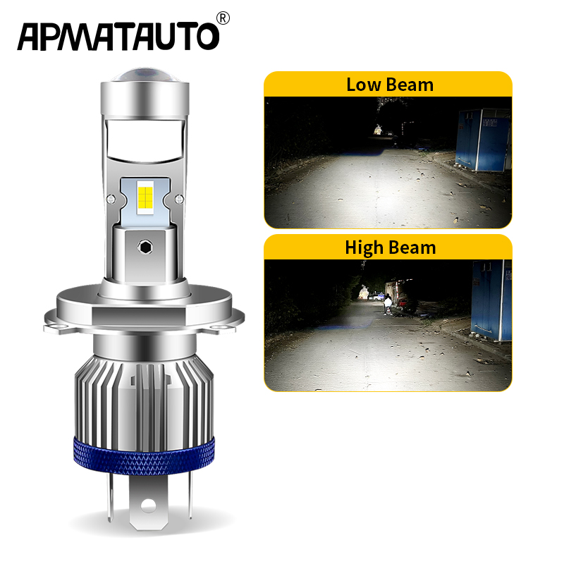 Universal Motorcycle Led Headlight Projector - H4 HS1 LED オートバイヘッドライト電球 H4 モトライトハイロービームホワイトミニプロジェクターレンズ