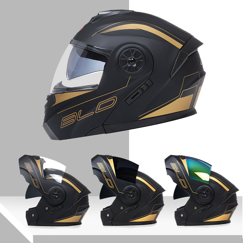 Dual Visor Motorcycle Racing Helmet - デュアルレンズヘルメット モジュラーファッション フリップオートバイヘルメット 最新モトインテリアバイザー セーフティボヤージュレーシング メンズ