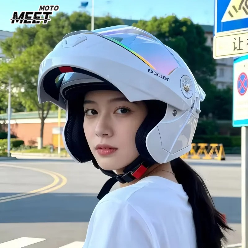 Motorcycle Helmet Inner Sun Visor Lens - 四季対応モジュラーバイクヘルメット、内蔵インナーサンバイザー付きデュアルレンズ安全ヘルメット、Eバイクおよびバイクライダー向け、男性女性用
