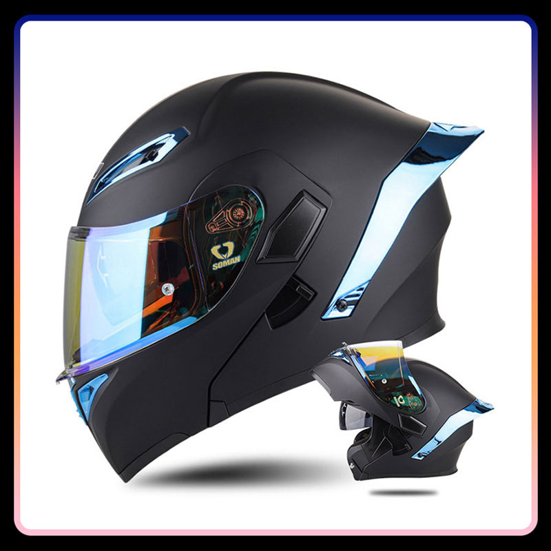 Dual Visor Motorcycle Racing Helmet - 四季通用フリップアップオートバイヘルメットダブルレンズモジュラーヘルメットデュアルバイザーフルフェイスヘルメットレーシングモトクロスDOT