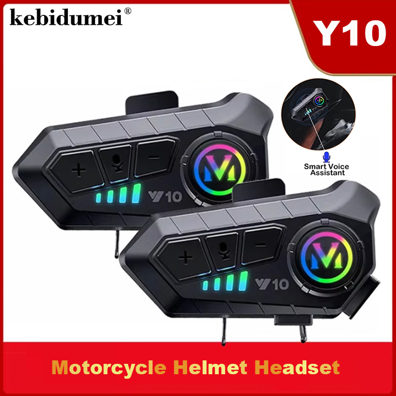 Full Face Motorcycle Helmet With Bluetooth - Y10 Bluetooth 5.3 ヘルメットヘッドセットワイヤレスハンズフリー通話電話キットオートバイ防水イヤホン音楽プレーヤースピーカーモト用
