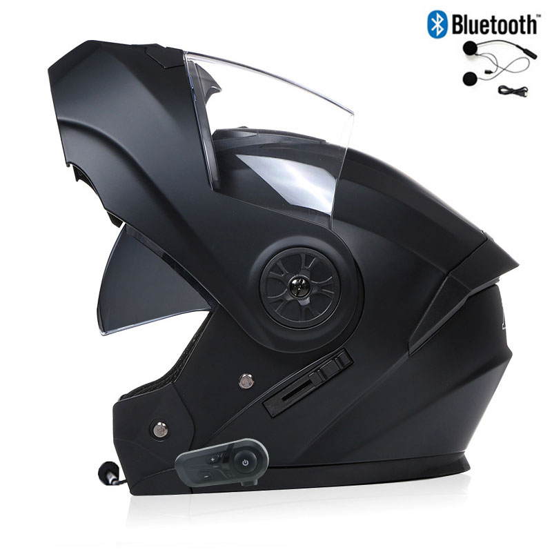 Full Face Motorcycle Helmet With Bluetooth - Bluetooth メンズオートバイヘルメットフルフェイスキャスコオートバイ男性モトクロス Kask フリップアップ Casque De
