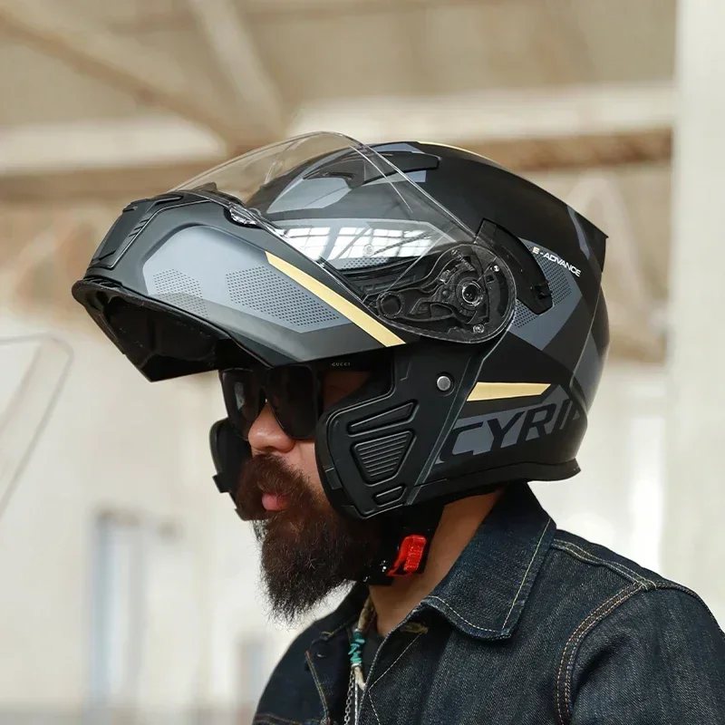 Modular Flip Up Motorcycle Helmet Dot Approved - モジュラーフリップアップフルフェイスヘルメット 大人用 男女兼用 バイクヘルメット ダブルバイザー DOT規格認証済み