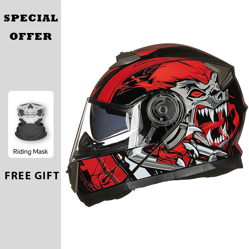 Modular Flip Up Motorcycle Helmet Dot Approved - オートバイヘルメット モジュラーフリップアップヘルメット ダブルバイザー DOT 承認済み フルフェイス