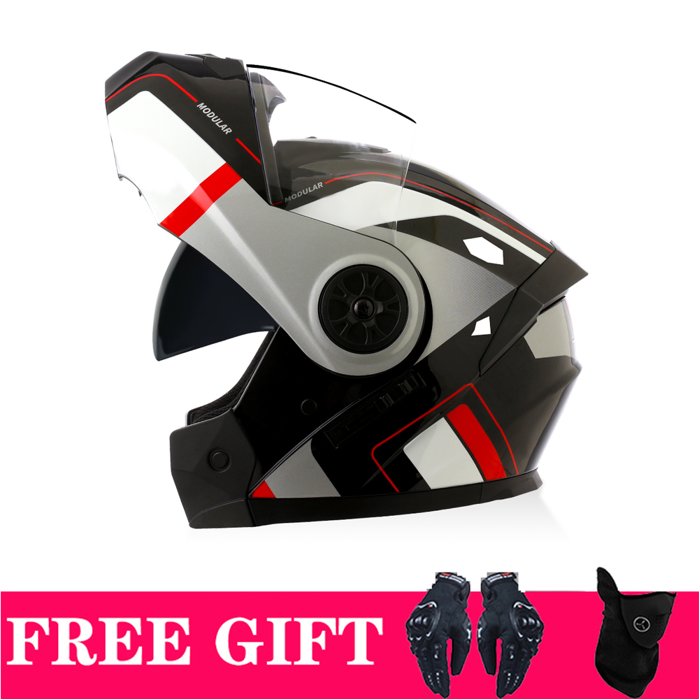 Full Face Motorcycle Helmet With Bluetooth - ダブルバイザー Bluetooth ヘルメットモジュラーフルフェイスオートバイ四季ヘルメットデュアルレンズバイクヘルメット男性女性 Kask