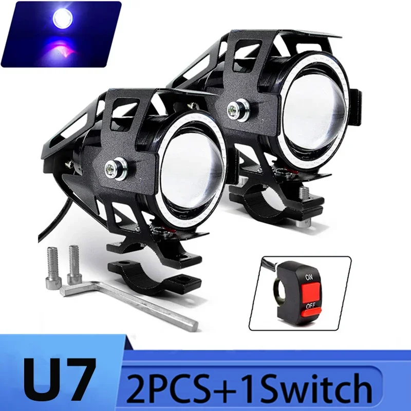 Universal Motorcycle Led Headlight Projector - U7 LED 補助高輝度オートバイエンジェルアイズヘッドライトユニバーサルモト補助ミニ LED ドライビングランプ Ith