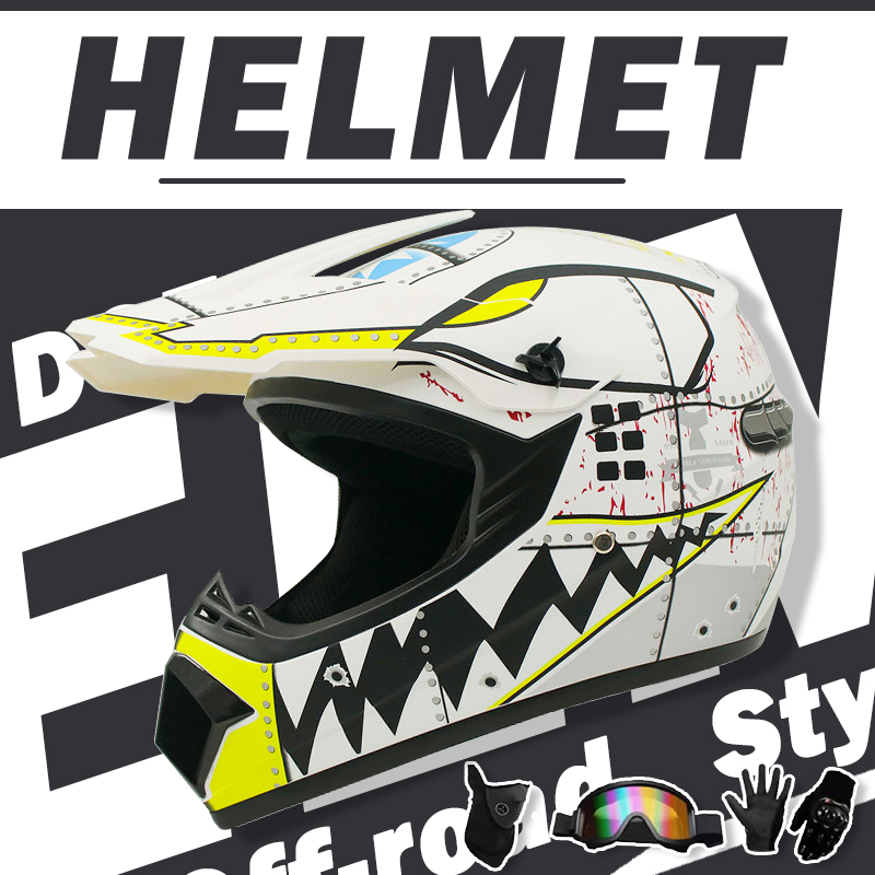 Off Road Motocross Helmet Goggles Set - モトクロスとオフロードのヘルメットセット、エクストリームユースチャレンジ、フルヘルメット、ゴーグル、手袋、保護具