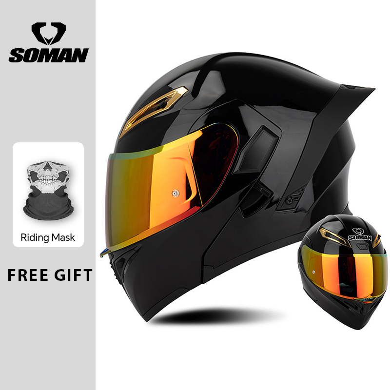 Dual Visor Motorcycle Racing Helmet - ユニセックス DOT 認証 ダブルバイザー フリップアップ オートバイヘルメット