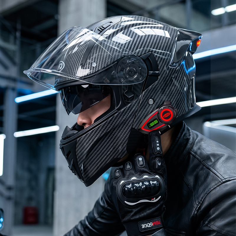 Modular Flip Up Motorcycle Helmet Dot Approved - ABS素材のオートバイヘルメット、ダブルバイザー、モジュラーヘルメット、Bluetooth搭載、LEDテールライト付き、DOT規格認証済み、工場卸売
