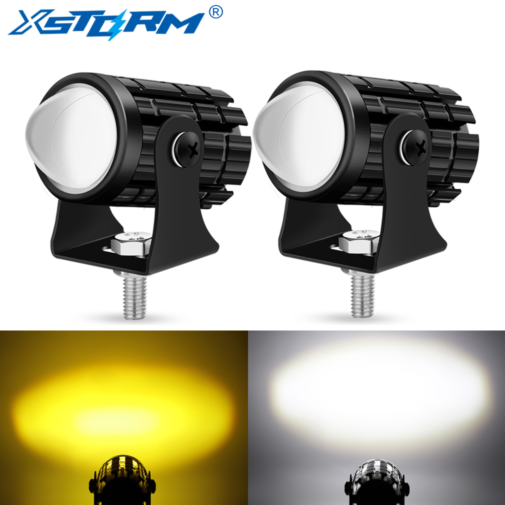 Universal Motorcycle Led Headlight Projector - 二輪車用ユニバーサルLEDプロジェクターレンズ,デュアルカラー,スクーター,カフェ,補助ライト,スポットライト