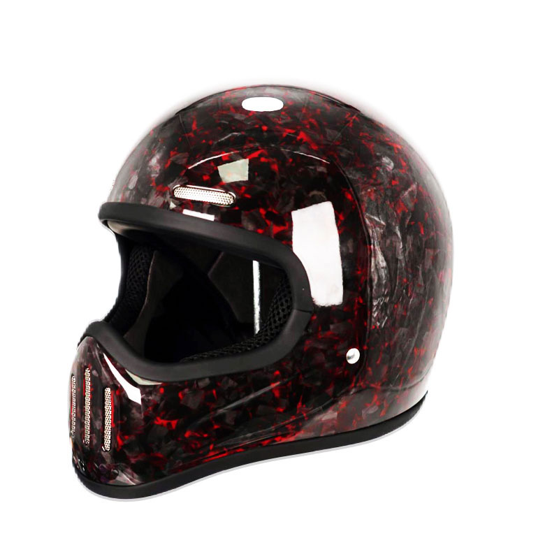 カーボンファイバーフルフェイスヘルメット,レトロ,機関車,オ - Carbon Fiber Lightweight Motorcycle Helmet のレビューと価格