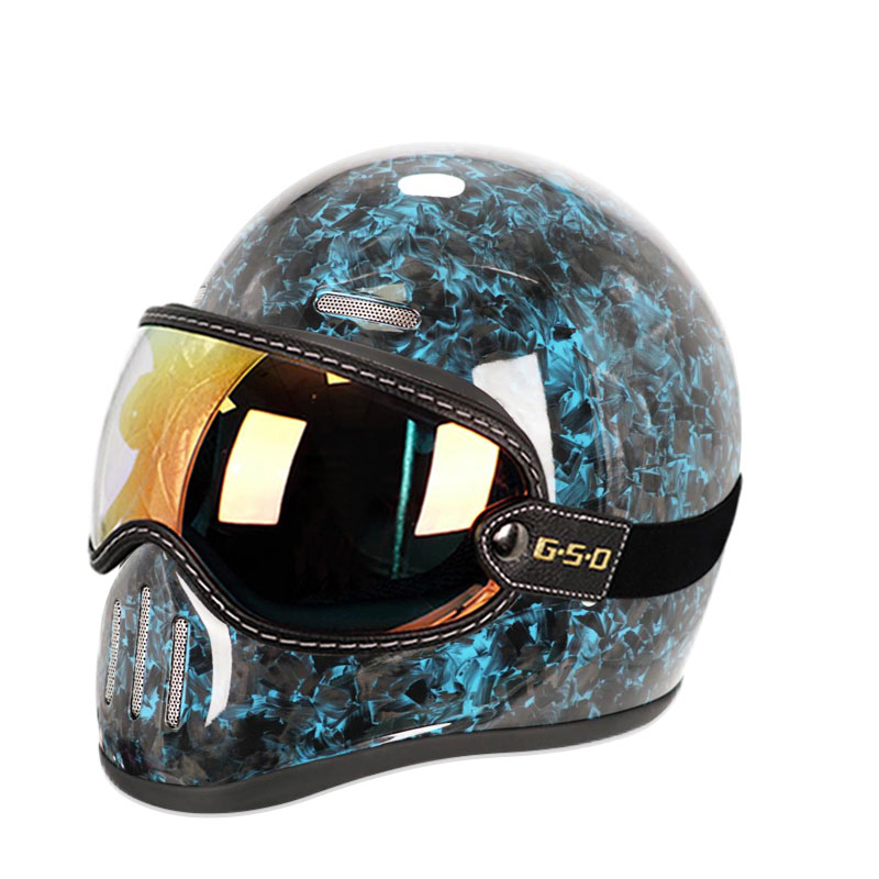 カーボンファイバーフルフェイスヘルメット,レトロ,機関車,オ - Carbon Fiber Lightweight Motorcycle Helmet のレビューと価格