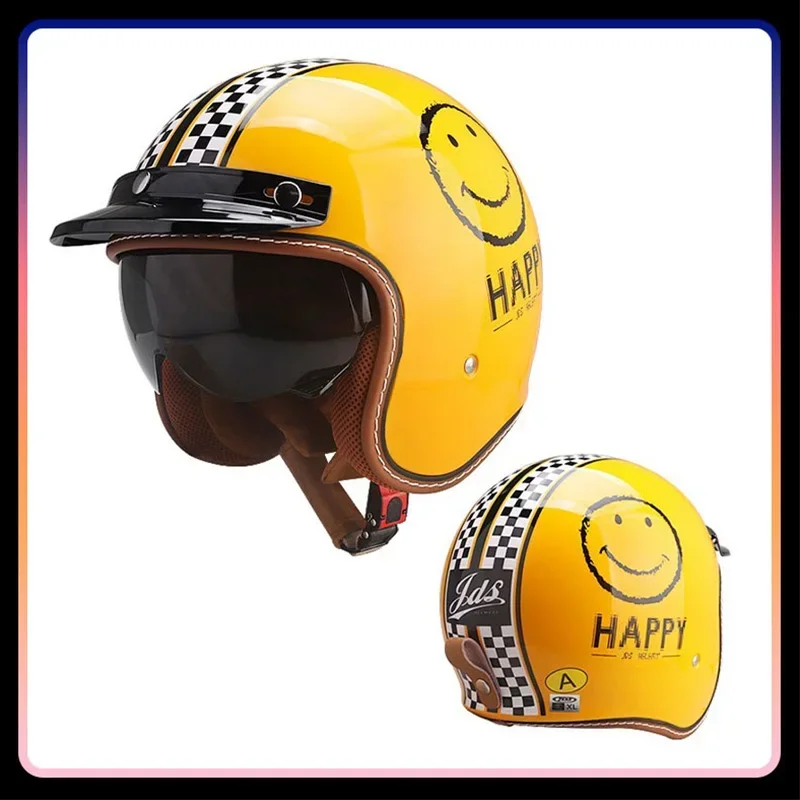 男性女性用オープンフェイスオートバイヘルメット DOT 承認 - Vintage Open Face Retro Helmet のレビューと価格