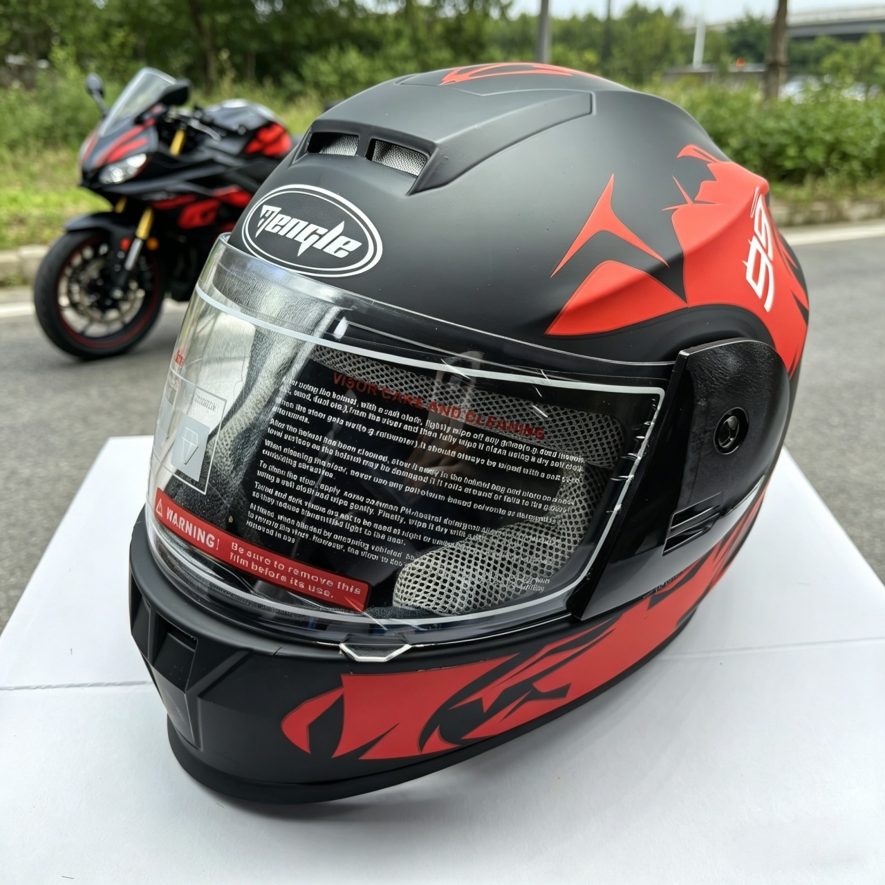 フルフェイスオートバイヘルメット デュアルバイザー レーシン - Dual Visor Motorcycle Racing Helmet のレビューと価格