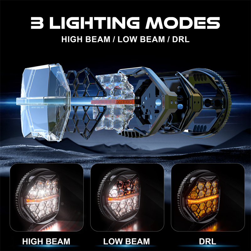5.75インチ ラウンド LED プロジェクションヘッドライ - Universal Motorcycle Led Headlight Projector のレビューと価格