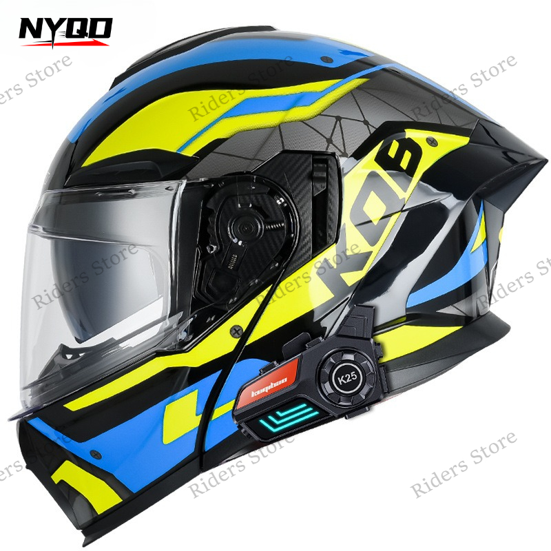 3C認証フリップアップ式バイクヘルメット、デュアルレンズ電動 - Full Face Motorcycle Helmet With Bluetooth のレビューと価格