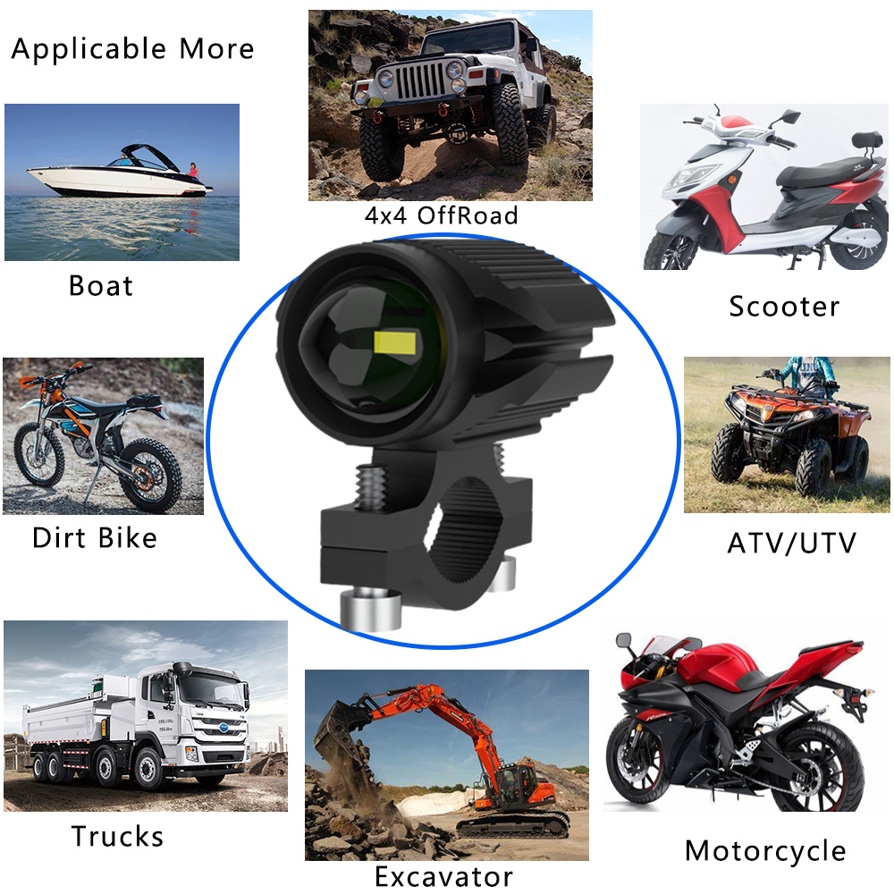 追加の Led ヘッドライトオートバイ Led ライトランプ - Universal Motorcycle Led Headlight Projector のレビューと価格