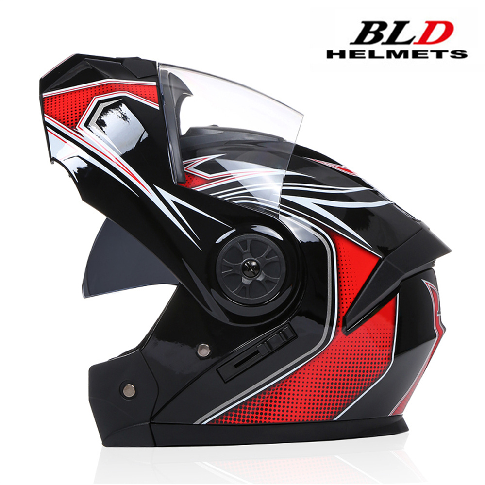 デュアルレンズヘルメット モジュラーファッション フリップオ - Dual Visor Motorcycle Racing Helmet のレビューと価格