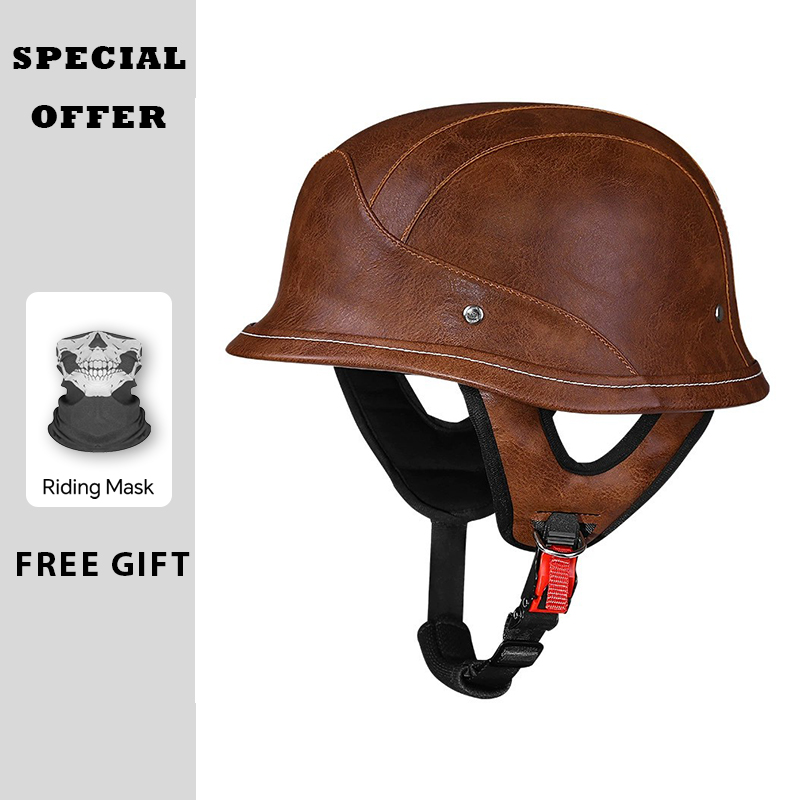 レザーハーフヘルメット ヴィンテージ オープンフェイス オー - Vintage Open Face Retro Helmet のレビューと価格