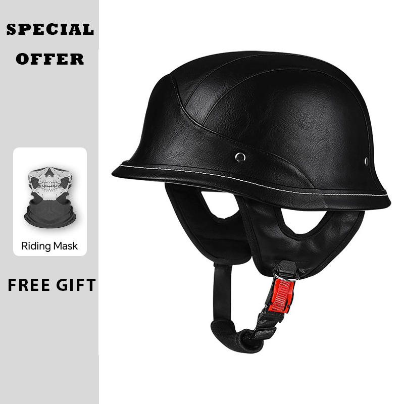 レザーハーフヘルメット ヴィンテージ オープンフェイス オー - Vintage Open Face Retro Helmet のレビューと価格