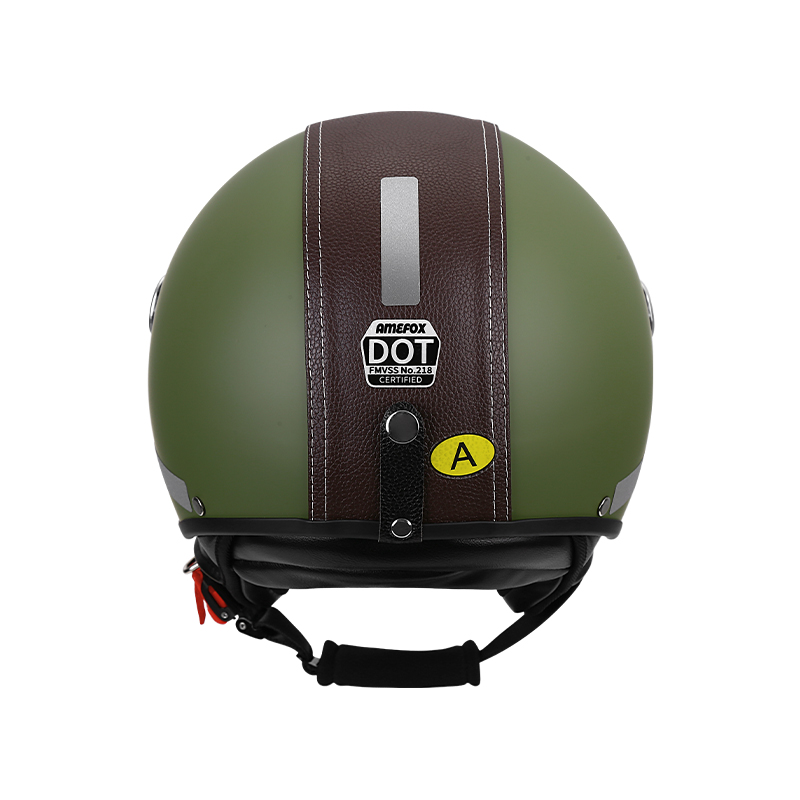 ヴィンテージ3/4オープンフェイスバイクヘルメット、PUレザ - Vintage Open Face Retro Helmet のレビューと価格