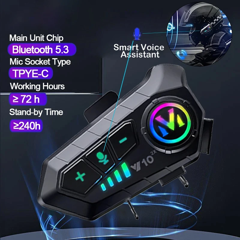 V10 2X ブルートゥースバイクヘルメットインターコム 3 - Full Face Motorcycle Helmet With Bluetooth のレビューと価格