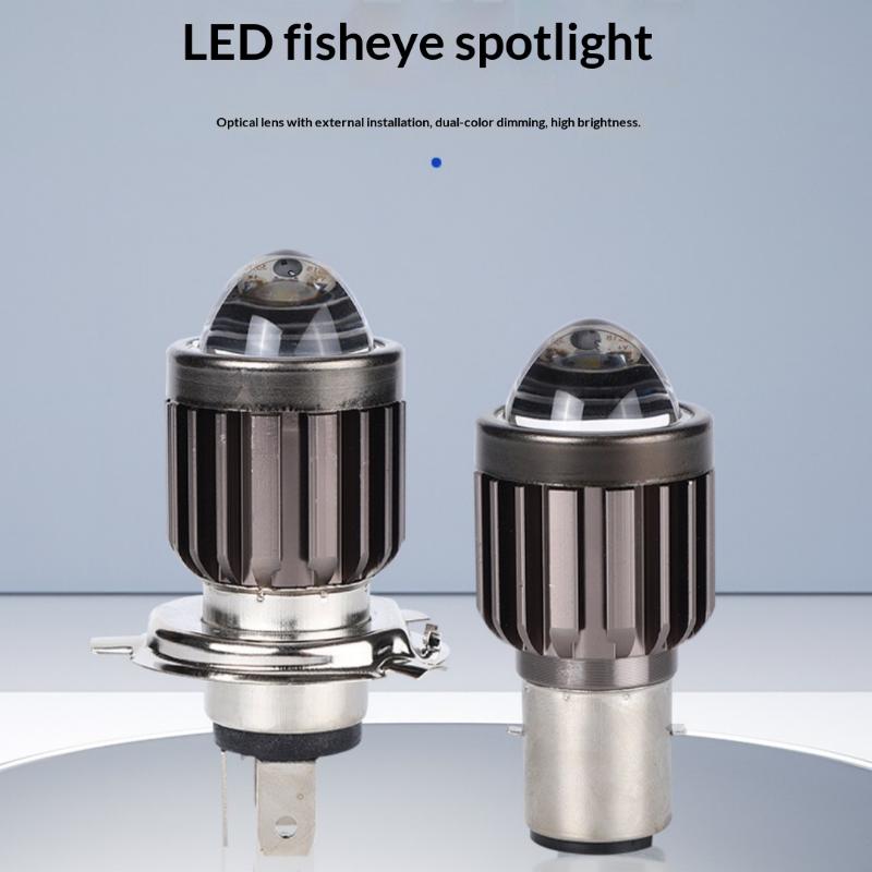 新しい 1Pc ユニバーサル H4 BA20D LED オー - Universal Motorcycle Led Headlight Projector のレビューと価格