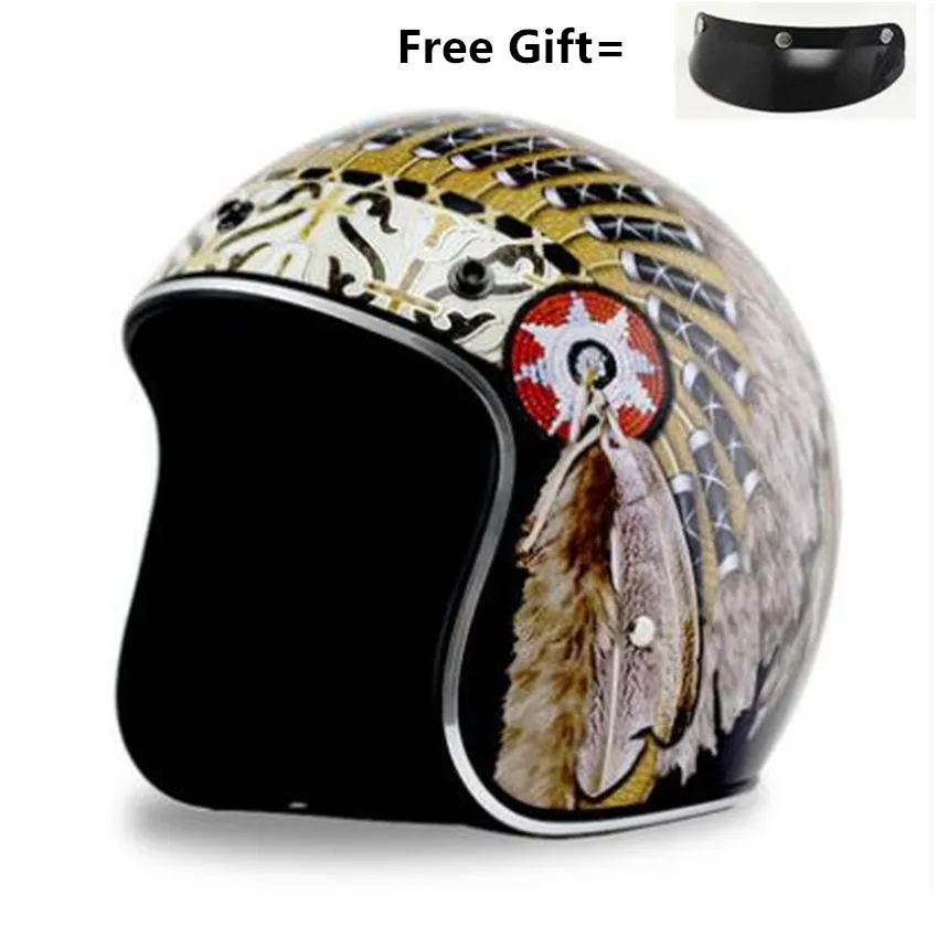 ビンテージスタイルのオートバイ用ヘルメット,オープンフェイス - Vintage Open Face Retro Helmet のレビューと価格