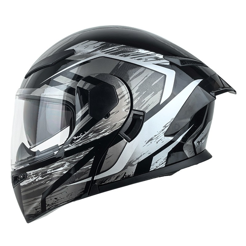 デュアルバイザー付きモジュラーフリップアップオートバイヘルメ - Modular Flip Up Motorcycle Helmet Dot Approved のレビューと価格