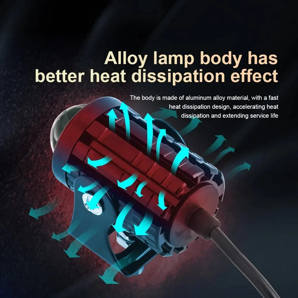 ユニバーサルオートバイLEDヘッドライト、ATVスクーター運 - Universal Motorcycle Led Headlight Projector のレビューと価格