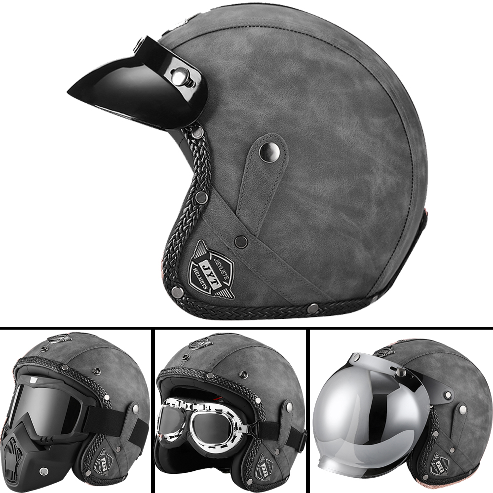 男性と女性のためのオープンフェイスのオートバイのヘルメット, - Vintage Open Face Retro Helmet のレビューと価格
