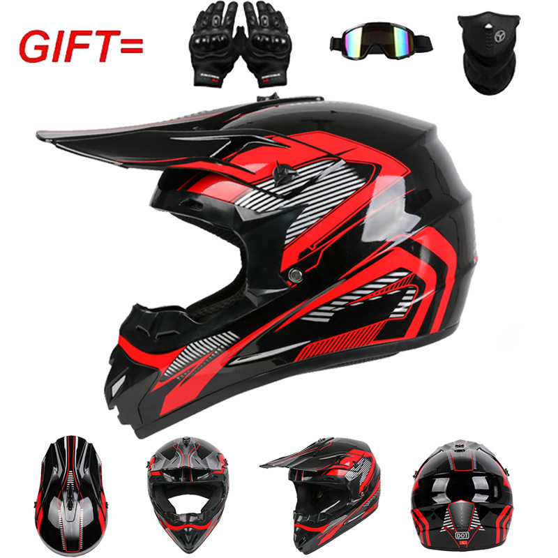 オフロードバイク用フルフェイスヘルメット、モトクロスダートバ - Off Road Motocross Helmet Goggles Set のレビューと価格