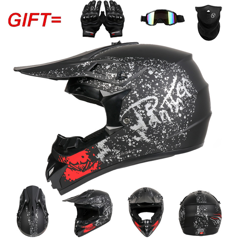 オフロードバイク用フルフェイスヘルメット、モトクロスダートバ - Off Road Motocross Helmet Goggles Set のレビューと価格