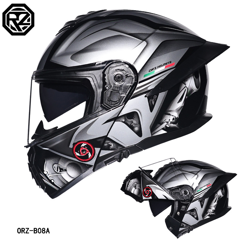 ORZ オートバイヘルメット デュアルバイザー モジュラー  - Modular Flip Up Motorcycle Helmet Dot Approved のレビューと価格
