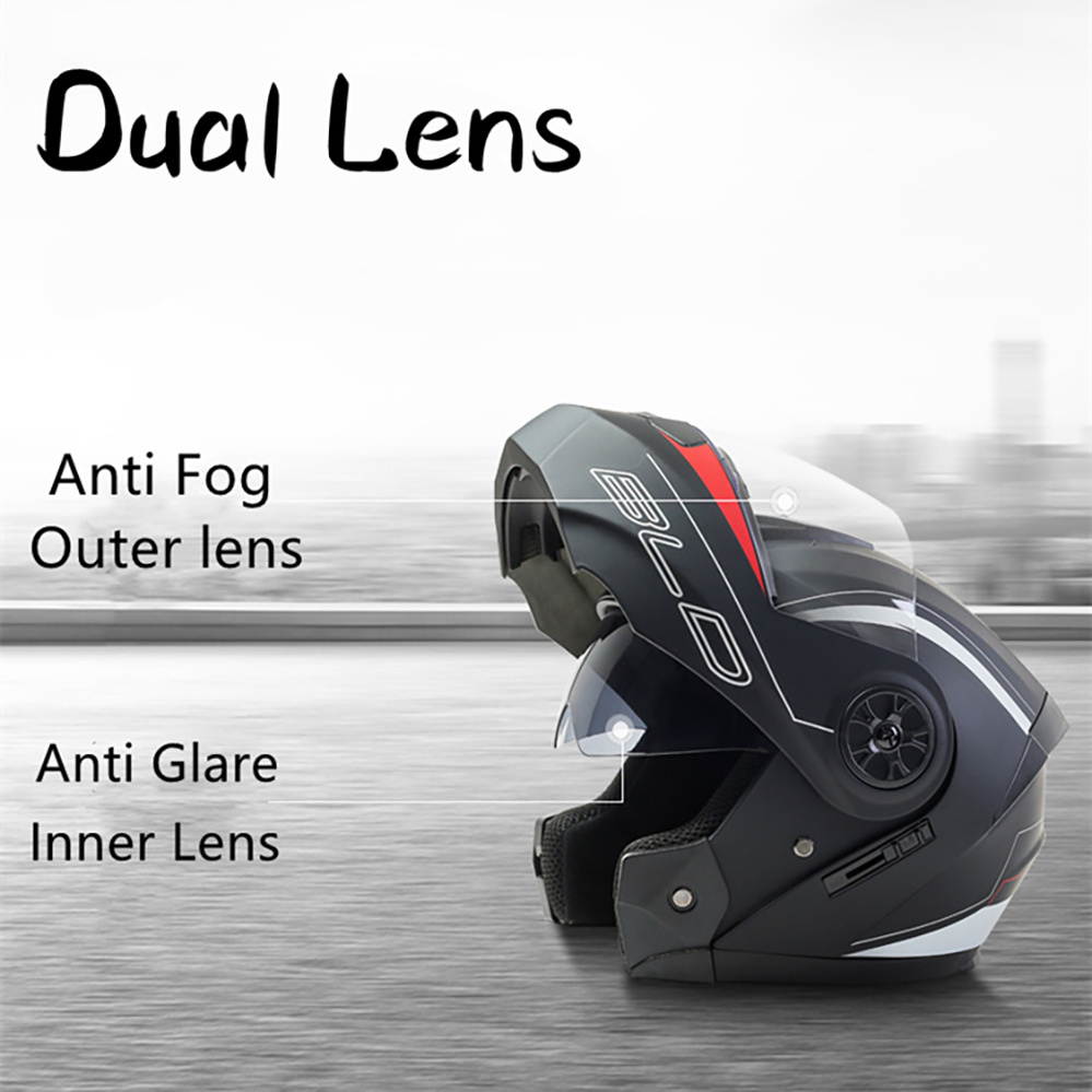 ダブルレンズ付きモジュラーモーターサイクルヘルメット,安全面 - Modular Flip Up Motorcycle Helmet Dot Approved のレビューと価格