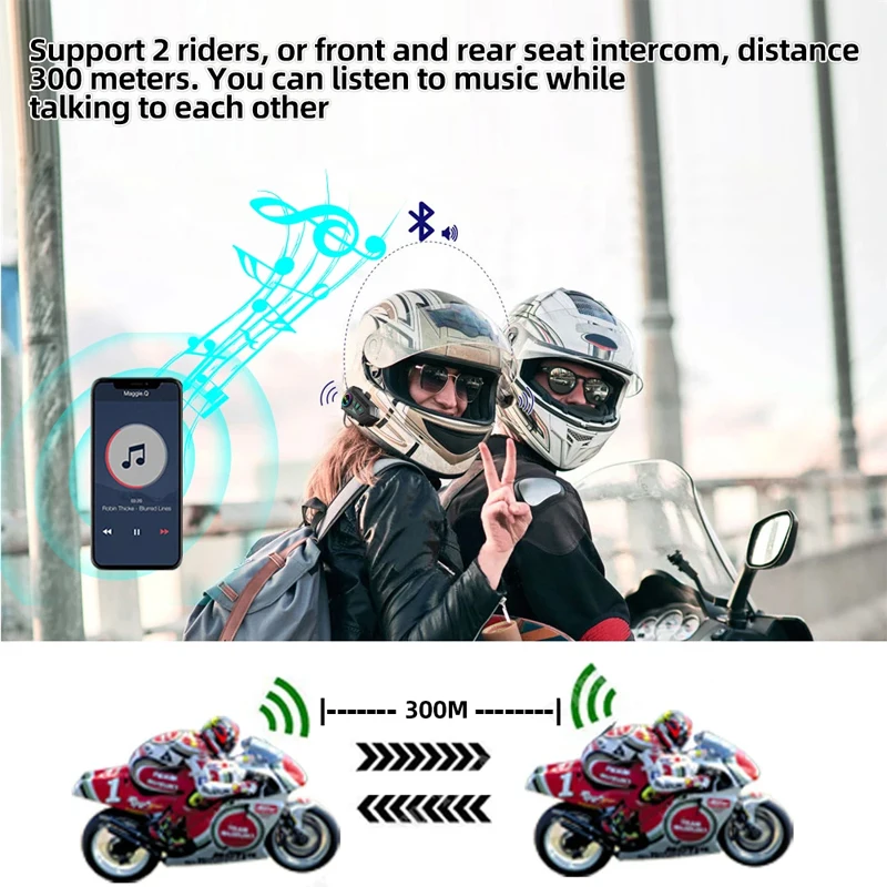 オートバイ用Bluetooth付きワイヤレスインターホン,オ - Universal Motorcycle Helmet Intercom Headset のレビューと価格