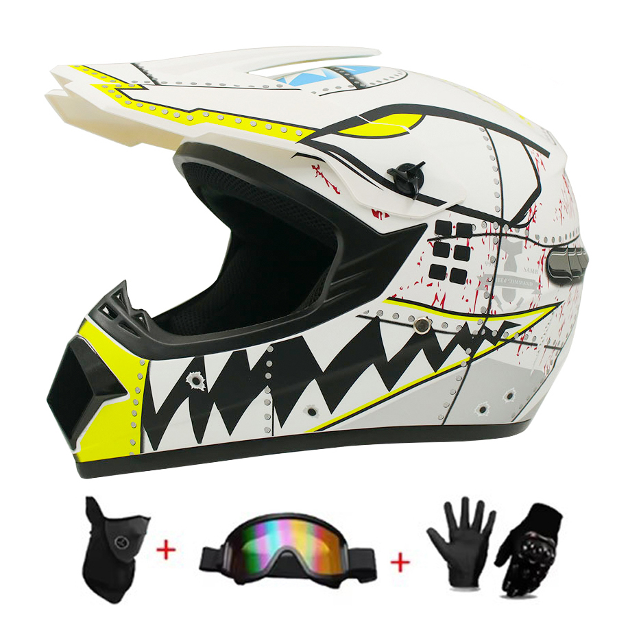 モトクロスとオフロードのヘルメットセット、エクストリームユー - Off Road Motocross Helmet Goggles Set のレビューと価格
