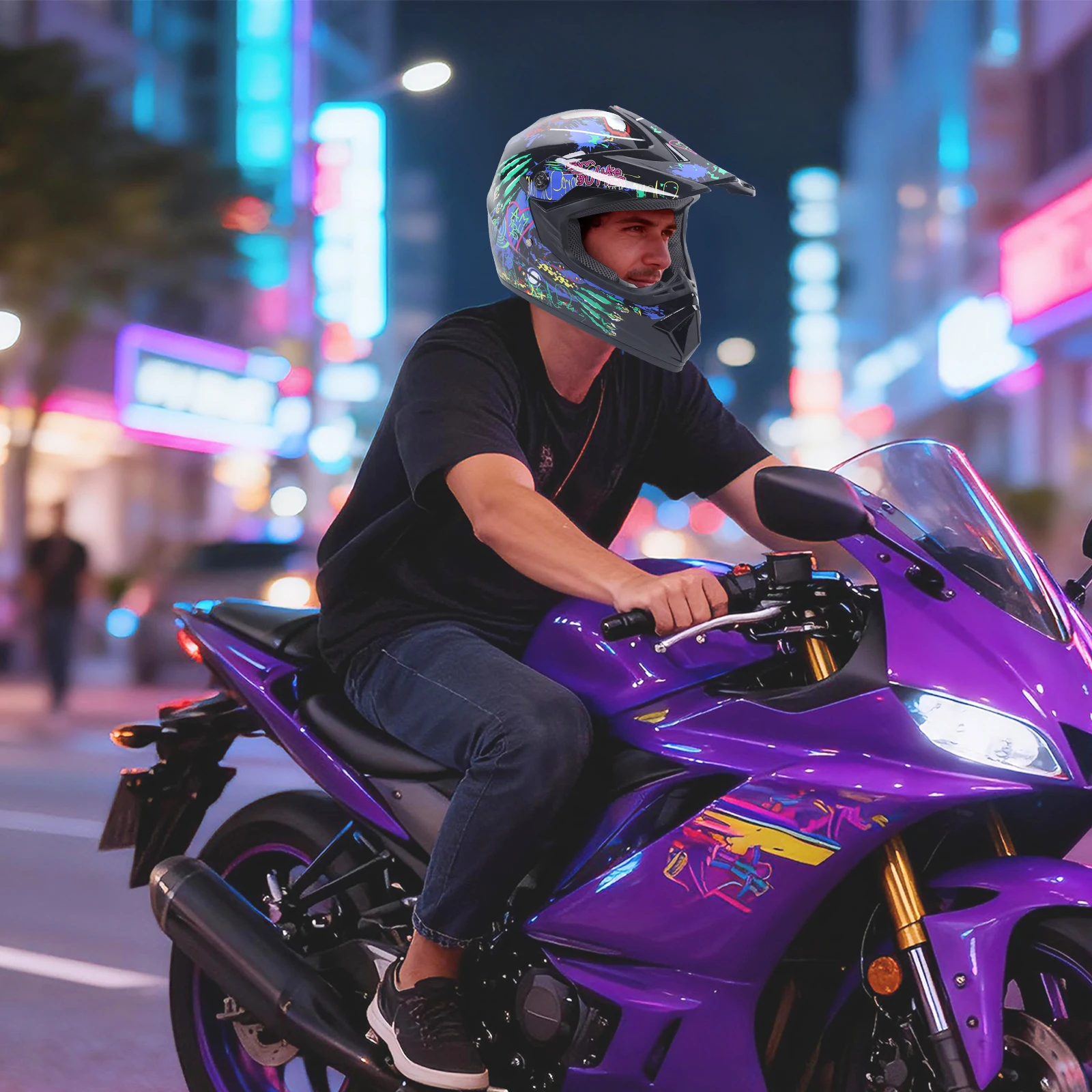 モトクロスヘルメットキット、オートバイヘルメットフルフェイス - Off Road Motocross Helmet Goggles Set のレビューと価格
