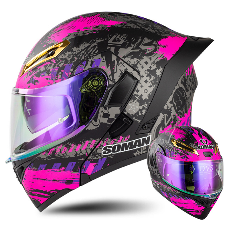 男性用オートバイヘルメット,ダブルレンズ,フラップ付き,ヴィ - Modular Flip Up Motorcycle Helmet Dot Approved のレビューと価格