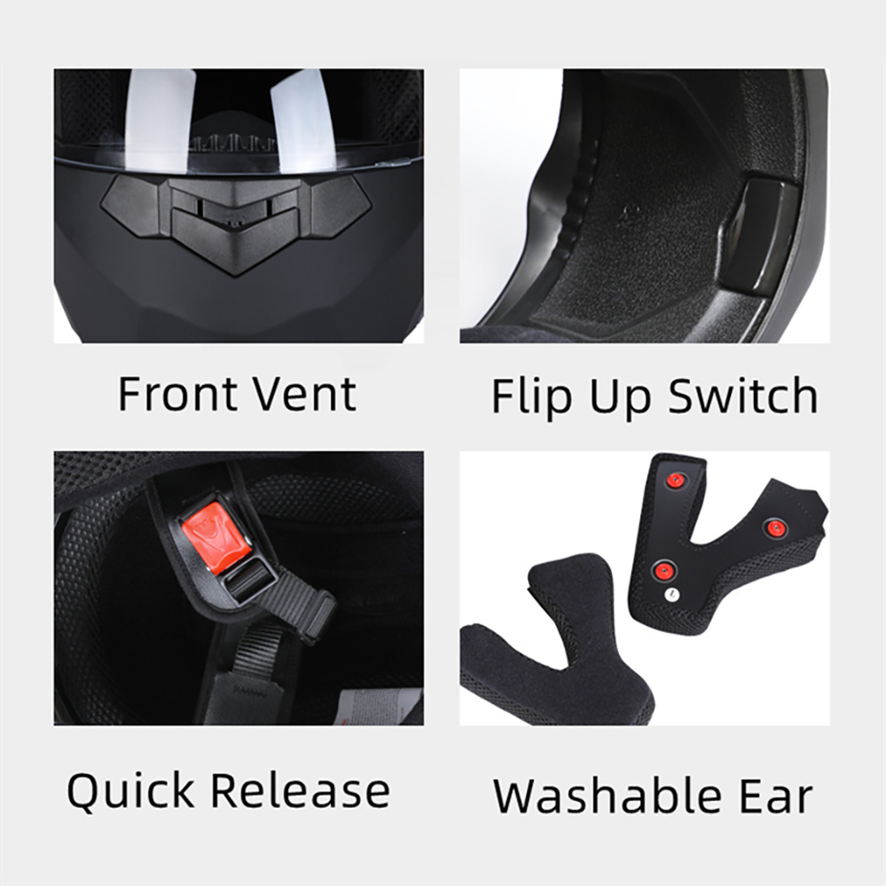 ダブルレンズモジュラーモーターサイクルヘルメット,フラップ付 - Motorcycle Helmet Inner Sun Visor Lens のレビューと価格