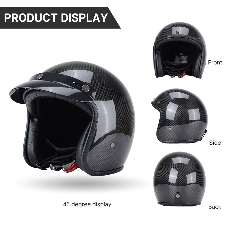 ヴィンテージカーボンファイバーオートバイヘルメット,超軽量, - Carbon Fiber Lightweight Motorcycle Helmet のレビューと価格
