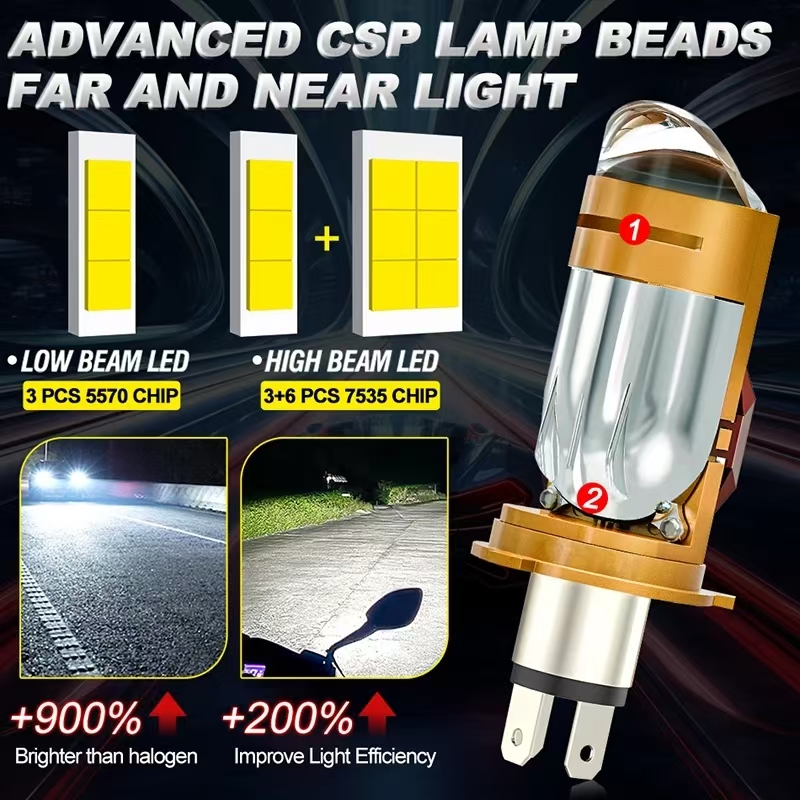 CAMOTO Bi LED レンズプロジェクター H4 ミニ - Universal Motorcycle Led Headlight Projector のレビューと価格