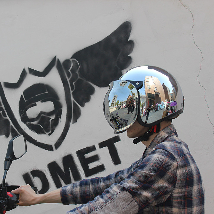 ヴィンテージオープンフェイスモーターサイクルヘルメット,シル - Vintage Open Face Retro Helmet のレビューと価格