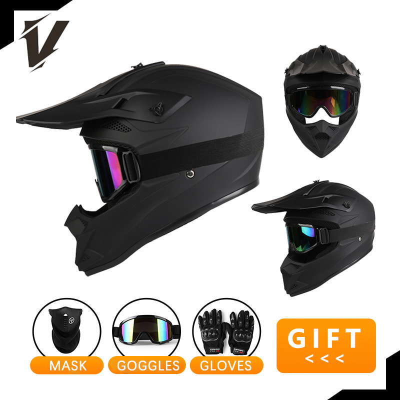 オフロードバイクヘルメットセット フルフェイスモトクロスヘル - Off Road Motocross Helmet Goggles Set のレビューと価格