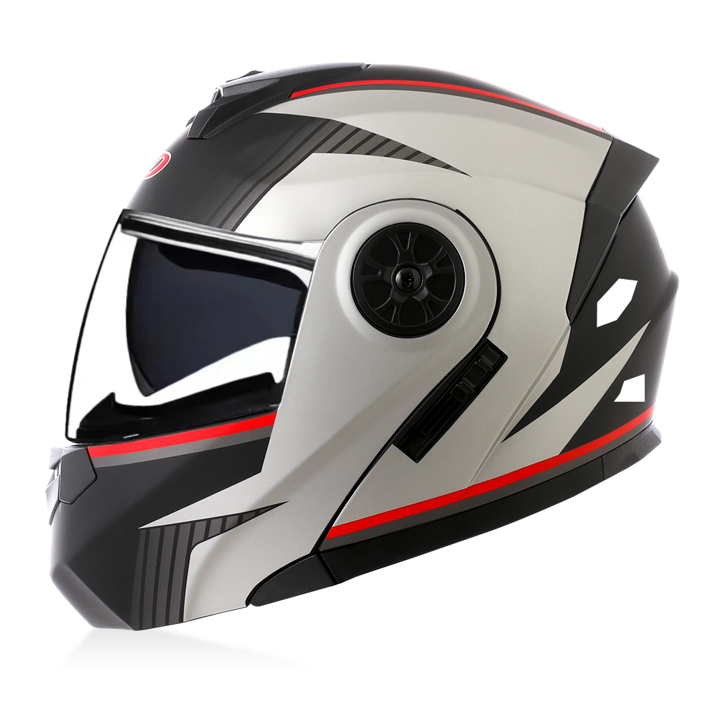 高品質モジュラーフリップアップヘルメット オートバイ用デュア - Modular Flip Up Motorcycle Helmet Dot Approved のレビューと価格
