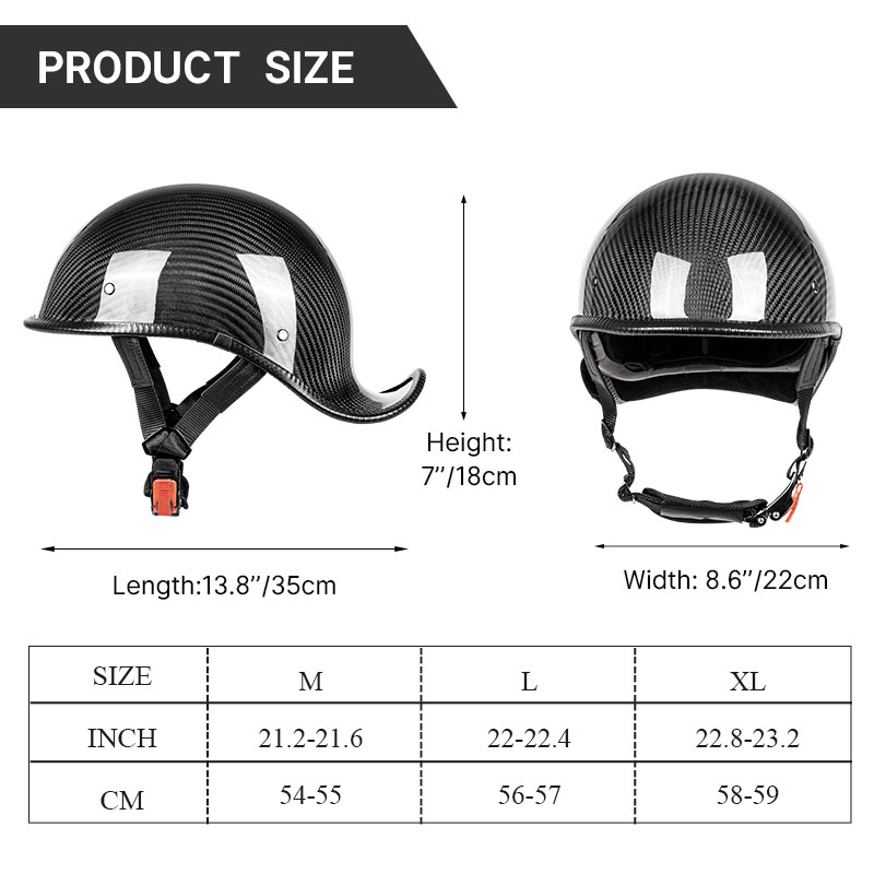 プレミアムカーボンファイバーオープンフェイスハーフヘルメット - Carbon Fiber Lightweight Motorcycle Helmet のレビューと価格