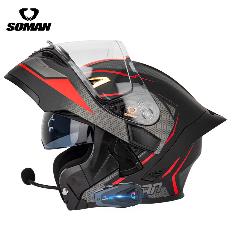 SOMANフリップアップオートバイヘルメットフルフェイスDO - Dual Visor Motorcycle Racing Helmet のレビューと価格