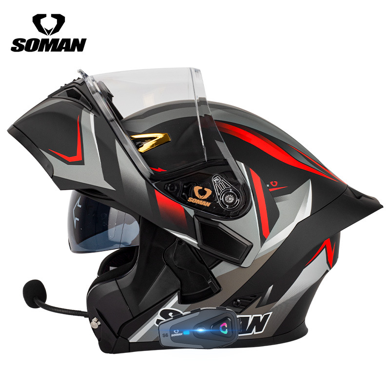 SOMANフリップアップオートバイヘルメットフルフェイスDO - Dual Visor Motorcycle Racing Helmet のレビューと価格