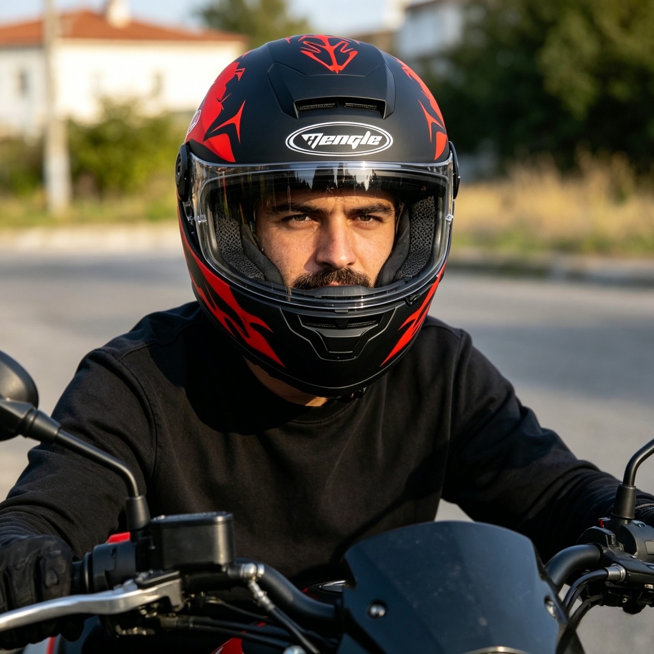 メンズフルフェイスオートバイヘルメット デュアルバイザー レ - Dual Visor Motorcycle Racing Helmet のレビューと価格